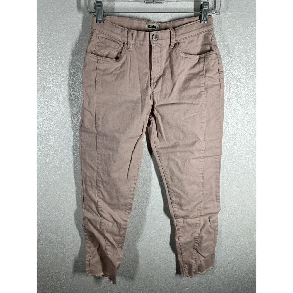 OshKosh B'gosh Pants Girls‎ 14 Pink Cropped Twill Raw Hem Casual Chinos